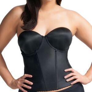 NEW Elomi Smoothing Satin Longline Bustier Underwire Strapless Bra 1231 Black
